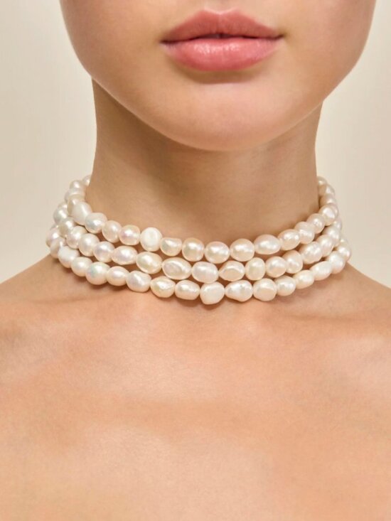 cult gaia Jewelry - Cult Gaia Nora Pearl Choker Necklace Freshwater Keshi Wedding Bridal Classic